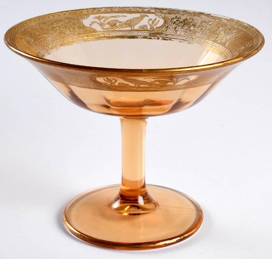 Pheasants and Stump Amber Round Compote (Height X Width) by Wheeling Decorating-1