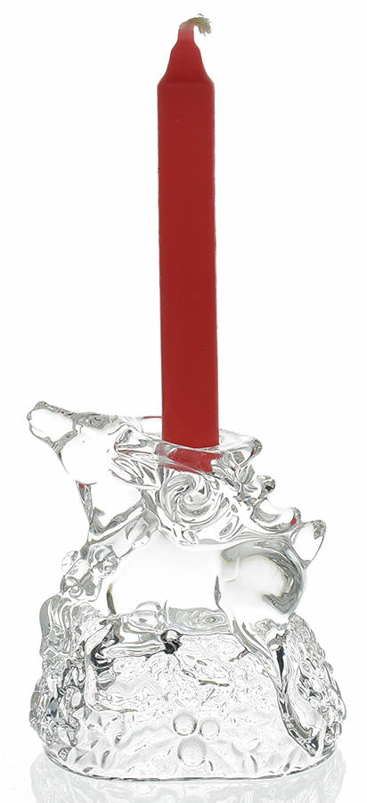 Giftware (Marquis Line) Pair of Reindeer Candleholder w/Candles by Waterford Crystal-1
