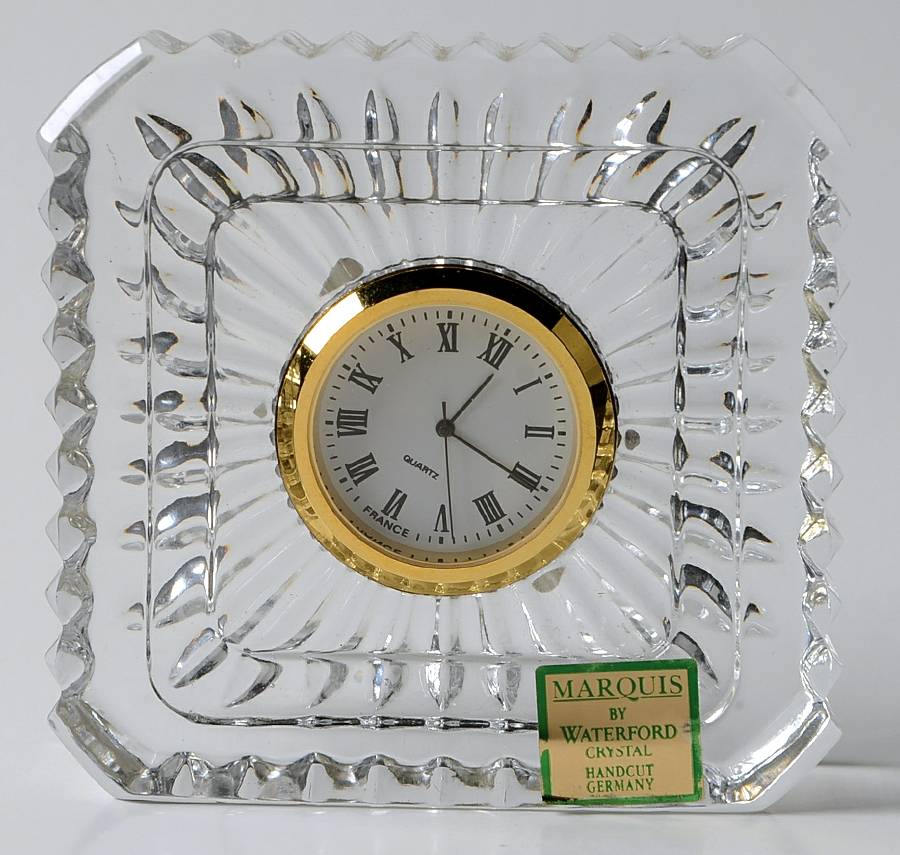Giftware (Marquis Line) Square Quartz Clock by Waterford Crystal-1