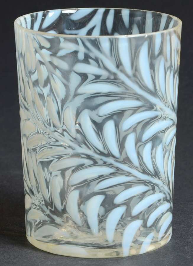 Fern White Opalescent 9 Oz Flat Tumbler by West Virginia Glass-1