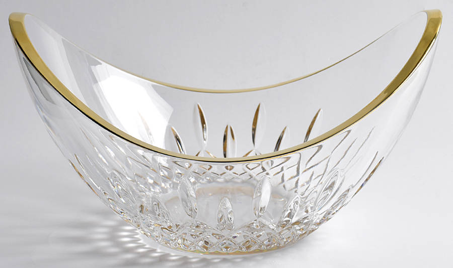 Lismore Essence Gold (Gold Band) 9'' Elliptical Bowl by Waterford Crystal-1