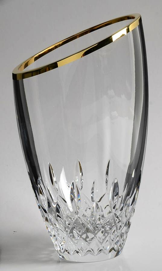 Lismore Essence Gold (Gold Band) 9" Angular Vase by Waterford Crystal-1