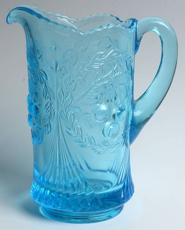 Cherry Light Blue 46 Oz Pitcher by L G Wright Glass-1