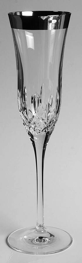 Lismore Essence Platinum (Thick Band) Fluted Champagne by Waterford Crystal-1