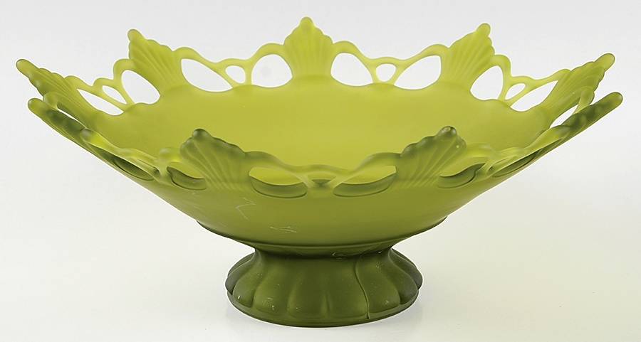 Ring and Petal Olive Green Mist 11" Belled Bowl by Westmoreland-1