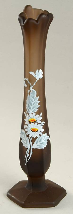 Daisy Decal Brown Mist Bud Vase by Westmoreland-1
