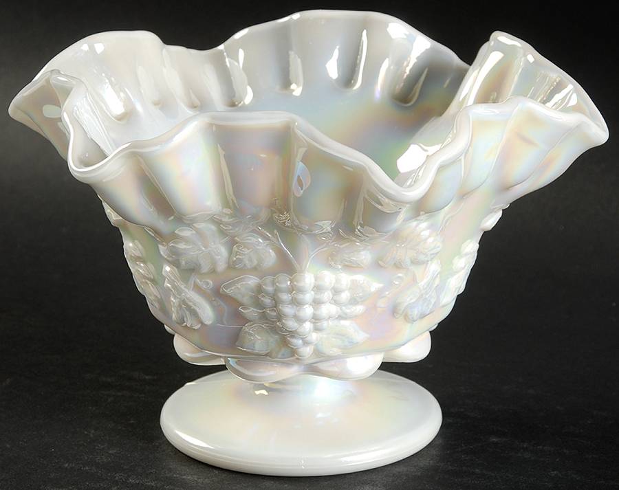 Paneled Grape Milk Glass (Mother of Pearl) Open Candy Dish by Westmoreland-1