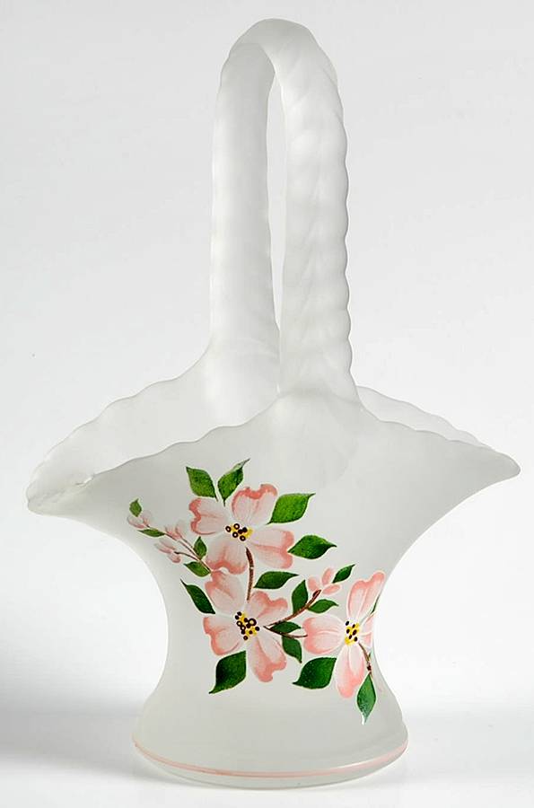 Dogwood on Crystal Mist 6" Handled Basket by Westmoreland-1