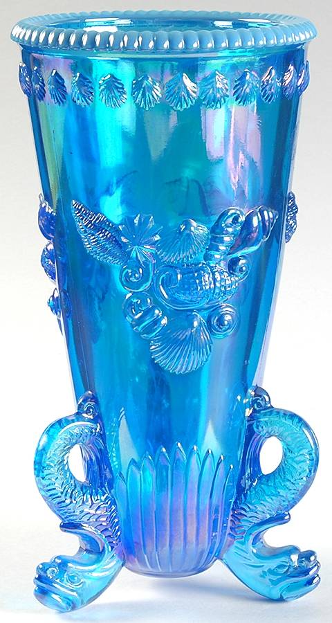 Argonaut Electric Blue Opalescent Carnival 8" Flower Vase by Westmoreland-1
