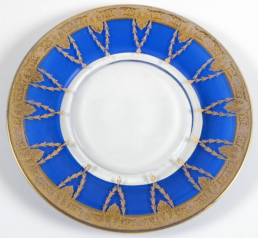 Hanging Garlands and Shields Blue (Cobalt) Luncheon Plate by Wheeling Decorating-1