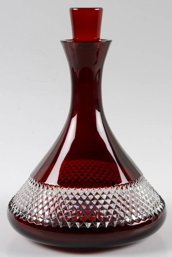 Red Cut Decanter & Stopper by Waterford Crystal-1