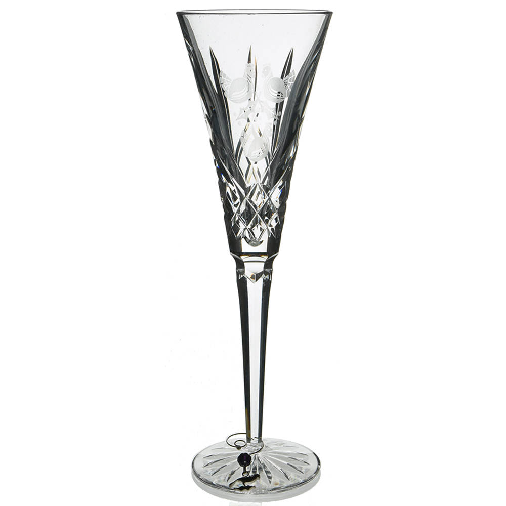 Lismore Twelve Days of Christmas Boxed) Fluted Champagne & Charm by Waterford Crystal-1