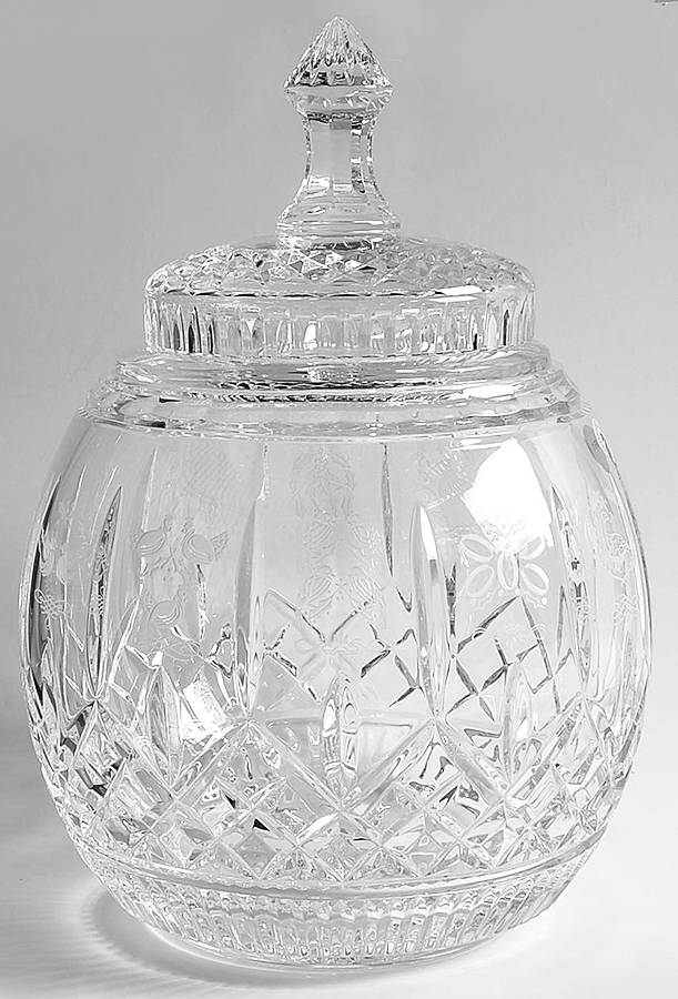 Lismore Twelve Days of Christmas Biscuit Barrel & Lid by Waterford Crystal-1