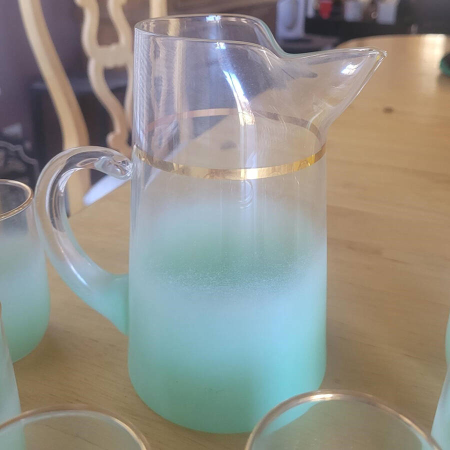 Blendo Turquoise 80 Oz Pitcher by West Virginia Glass Specialty-1