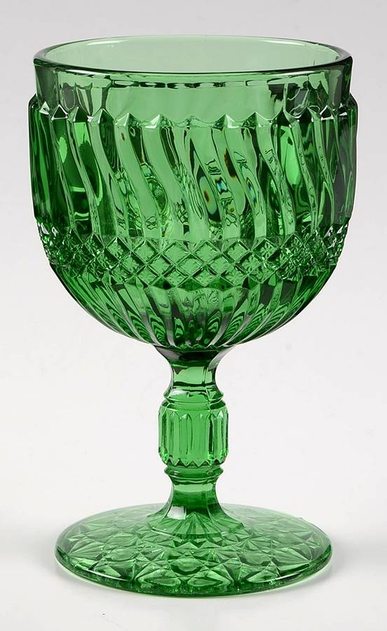 Jersey Swirl Green Water Goblet by L G Wright Glass-1