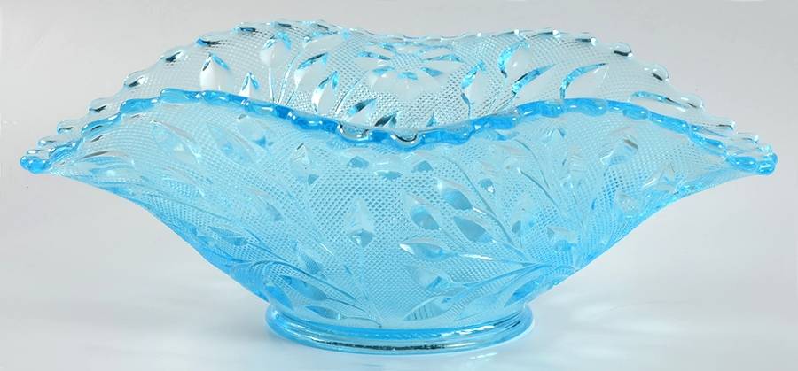 Roselin Blue 12" Oval Crimped Bowl by Westmoreland-1