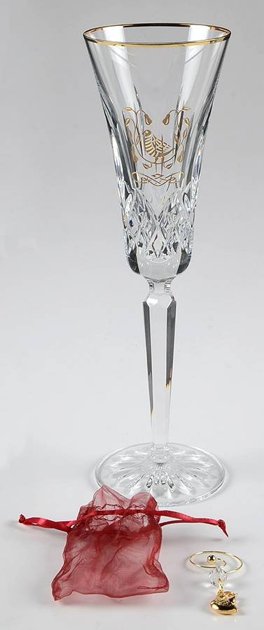 Lismore Twelve Days of Christmas Gold (Boxed) Fluted Champagne & Charm by Waterford Crystal-1