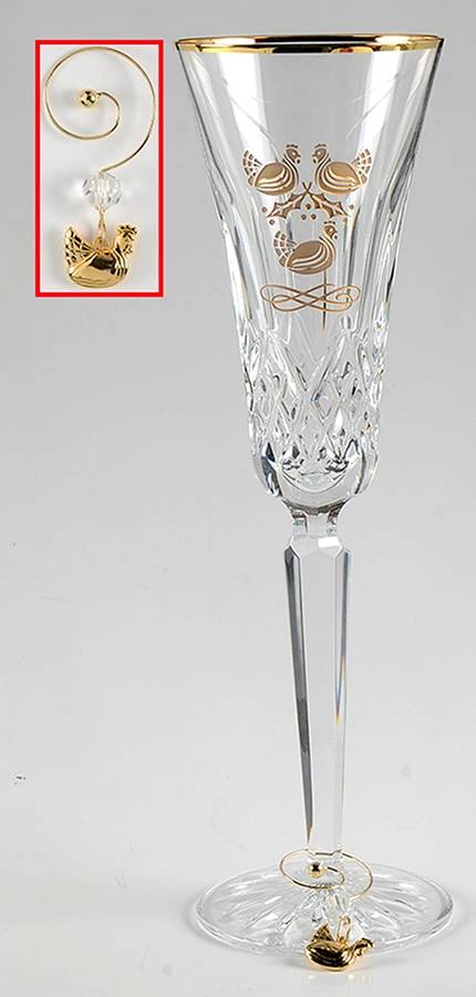 Lismore Twelve Days of Christmas Gold Boxed) Fluted Champagne & Charm by Waterford Crystal-1
