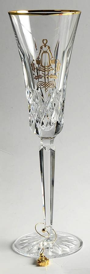 Lismore Twelve Days of Christmas Gold (Boxed) Fluted Champagne & Charm by Waterford Crystal-1