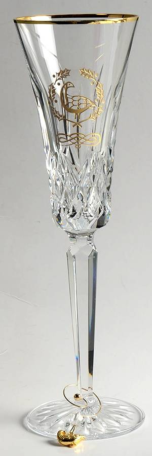 Lismore Twelve Days of Christmas Gold (Boxed) Fluted Champagne & Charm by Waterford Crystal-1