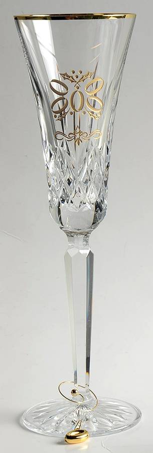 Lismore Twelve Days of Christmas Gold (Boxed) Fluted Champagne & Charm by Waterford Crystal-1