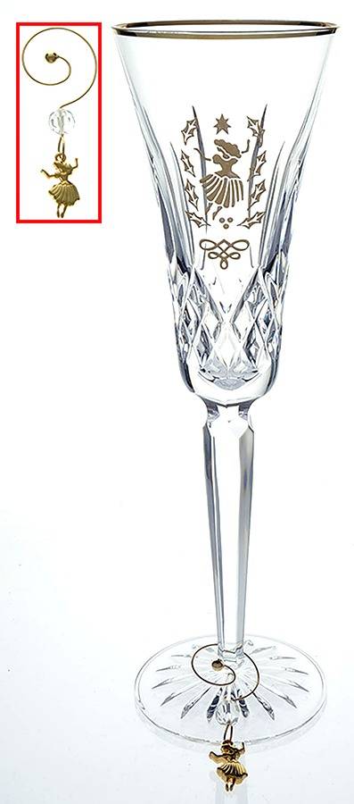 Lismore Twelve Days of Christmas Gold (Boxed) Fluted Champagne & Charm by Waterford Crystal-1