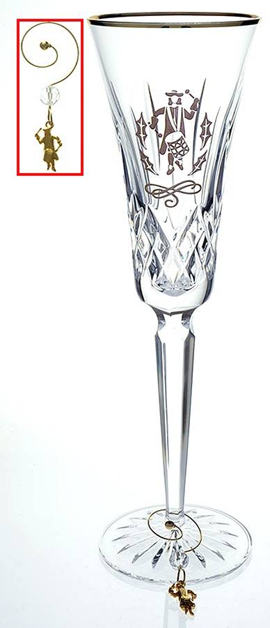 Lismore Twelve Days of Christmas Gold (Boxed) Fluted Champagne & Charm by Waterford Crystal-1