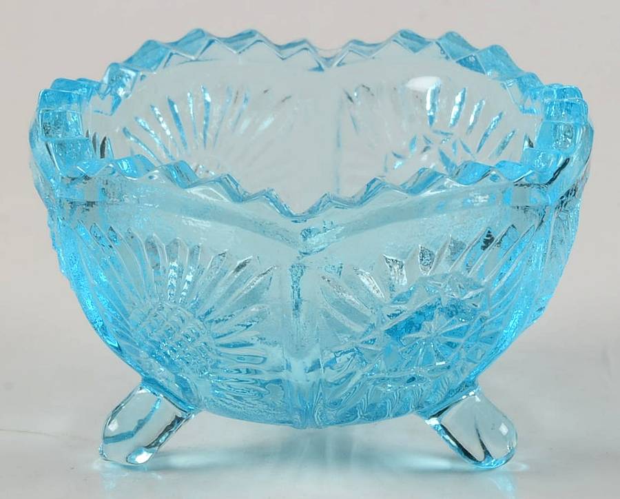 Paneled Thistle Blue Salt Dip by L G Wright Glass-1