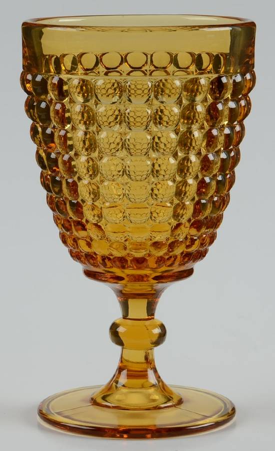 Thousand Eye Amber Water Goblet by L G Wright Glass-1