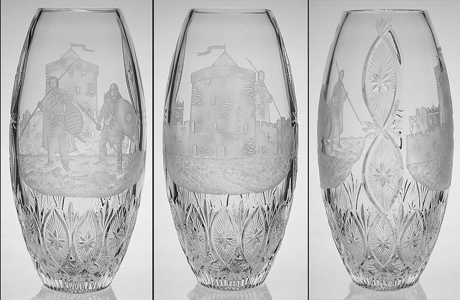 Vikings Land in Waterford, The 14" Flower Vase by Waterford Crystal-1