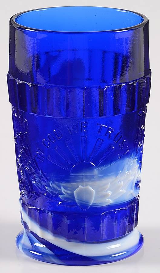 God and Home Blue Slag 6 Oz Flat Tumbler by L G Wright Glass-1