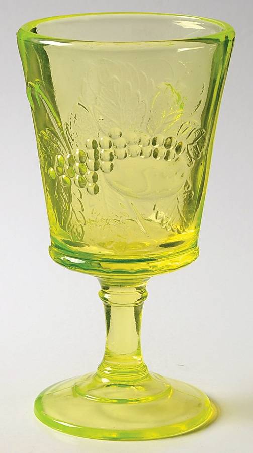 Strawberry and Currant Vaseline Water Goblet by L G Wright Glass-1
