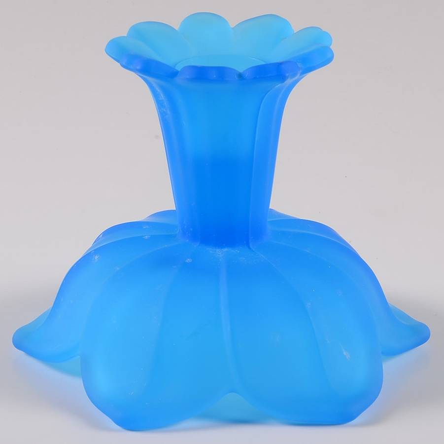 Lotus Blue Frosted Single Light Candlestick by Westmoreland-1