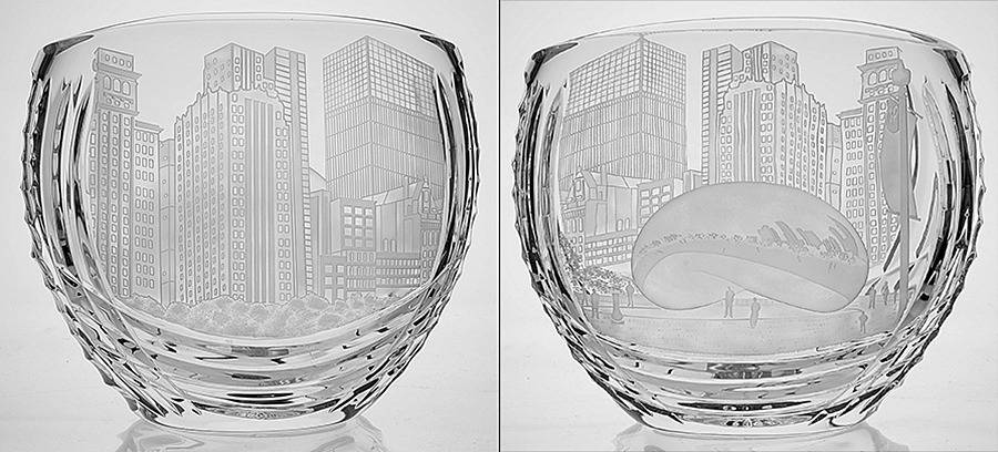 America the Beautiful (Copper Wheel Studio) Vases 8" Oval Bowl by Waterford Crystal-1