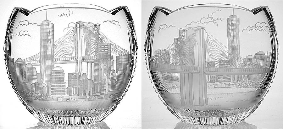 America the Beautiful (Copper Wheel Studio) Vases Scalloped Bowl by Waterford Crystal-1