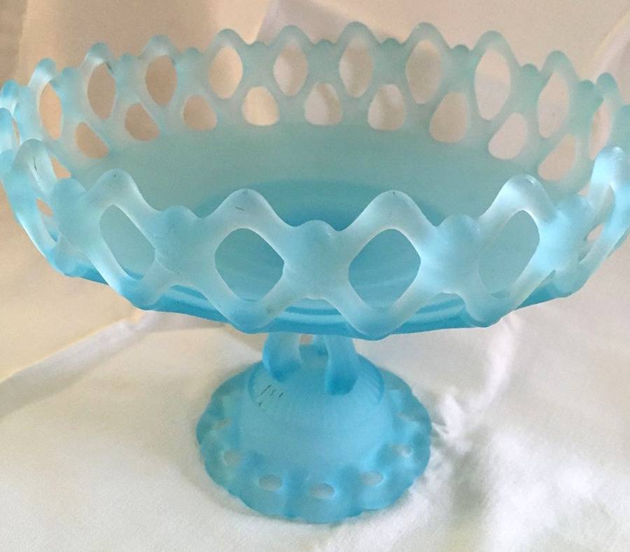 Doric Blue (Frosted) 9" Footed Cupped Bowl by Westmoreland-1