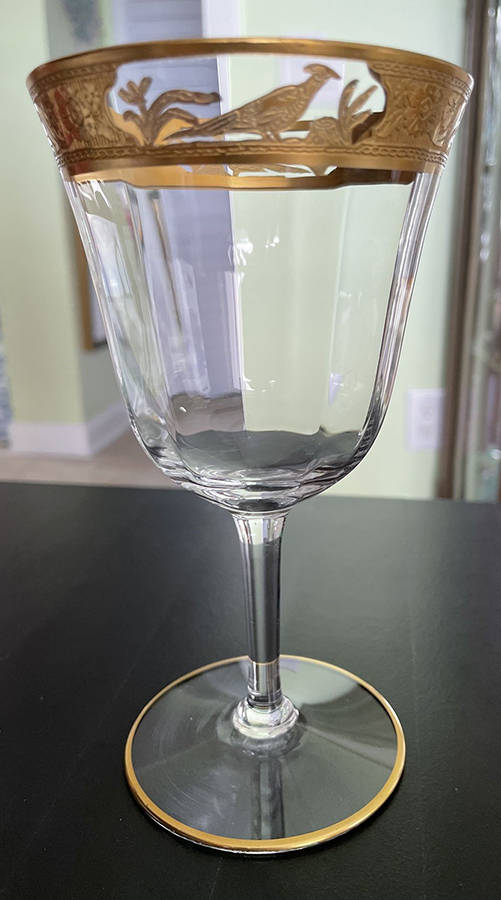 Pheasants and Stump Water Goblet by Wheeling Decorating-1