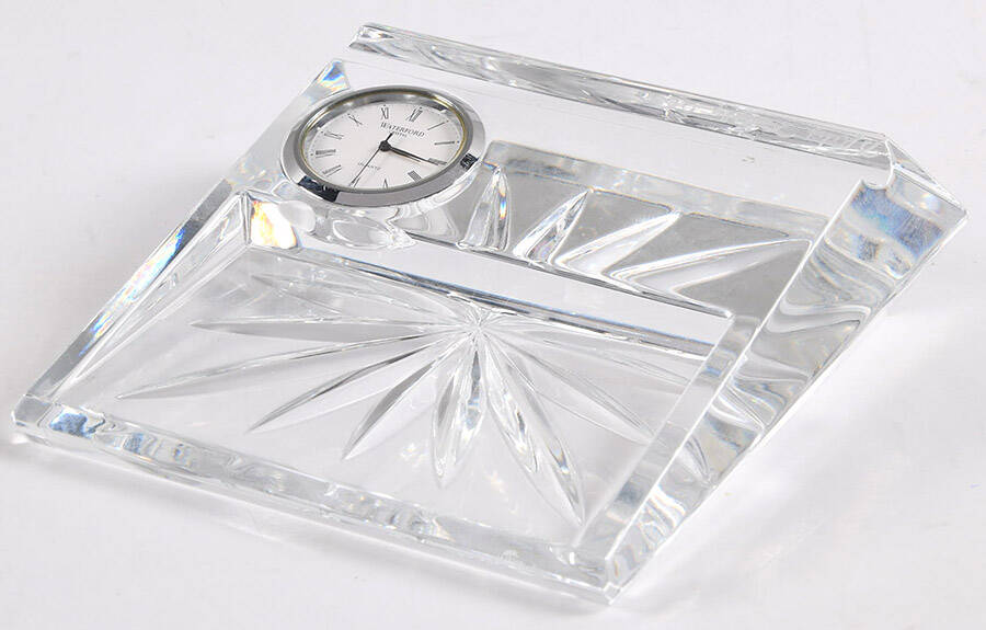 Desk Sets Clock & Business Card Holder by Waterford Crystal-1