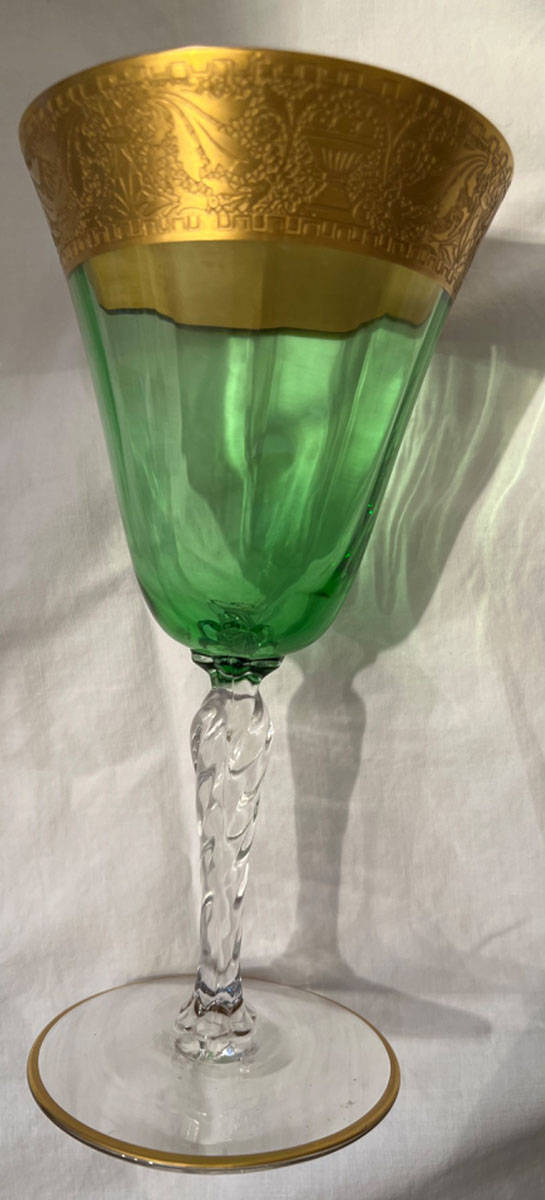 Fruit Urns with Squared Borders-Green Water Goblet by Wheeling Decorating-1