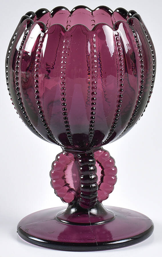 Beaded Amethyst Ivy Bowl by L G Wright Glass-1