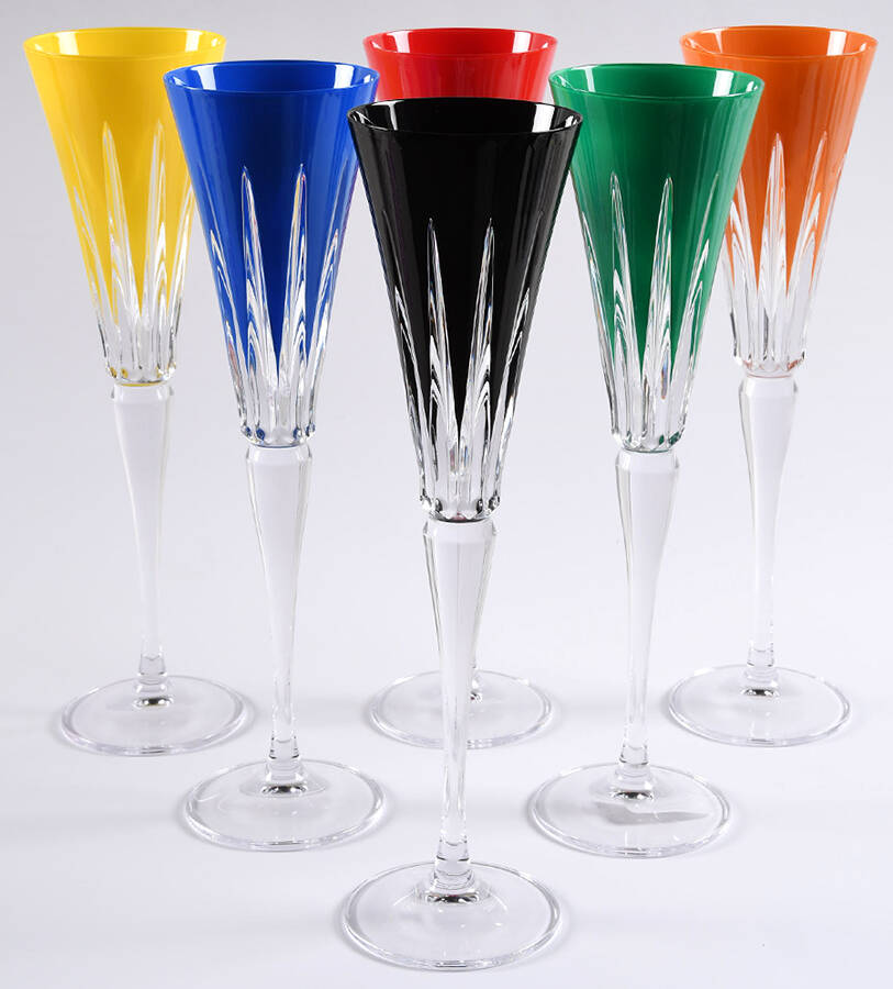 New Year Fireworks (Set of 6 Colors) Fluted Champagne by Waterford Crystal-1