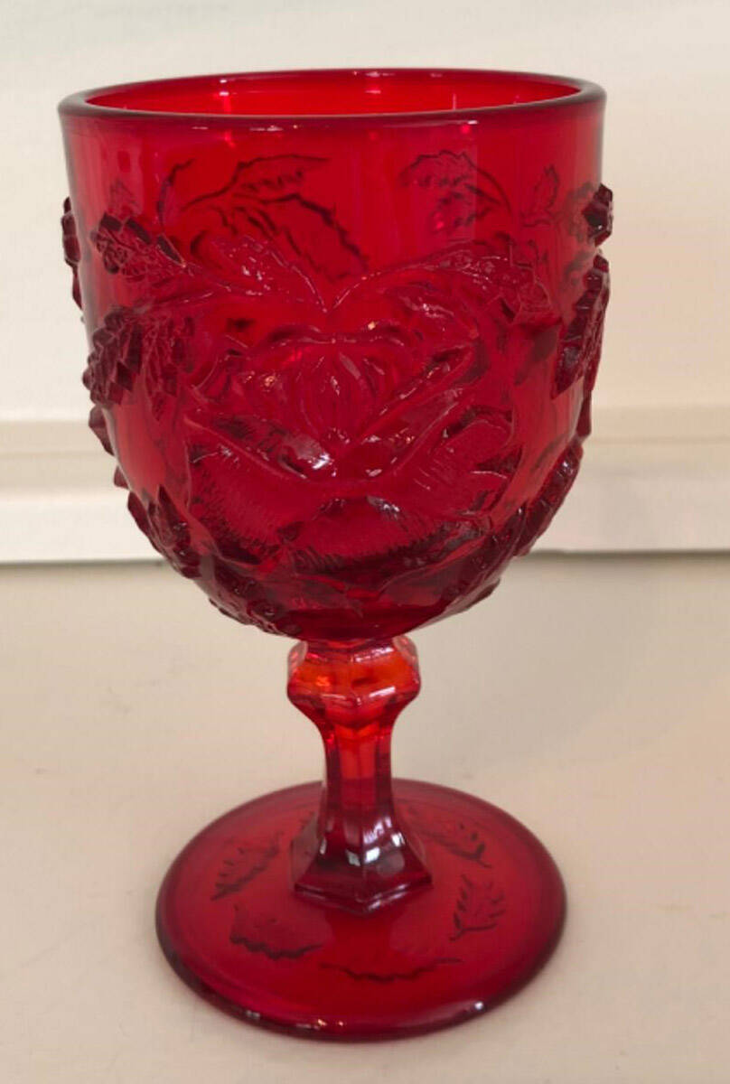 Madonna Inn Wild Rose Ruby Water Goblet by L G Wright Glass-1
