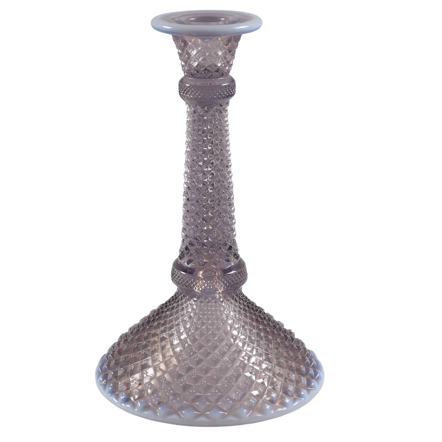 English Hobnail-Lilac Opalescent 8" Single Light Candlestick by Westmoreland-1