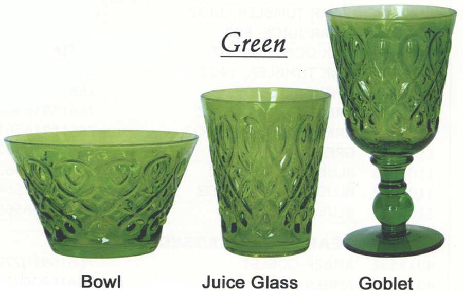 Teardrop (Pressed Glass) Green Water Goblet by Zrike-1