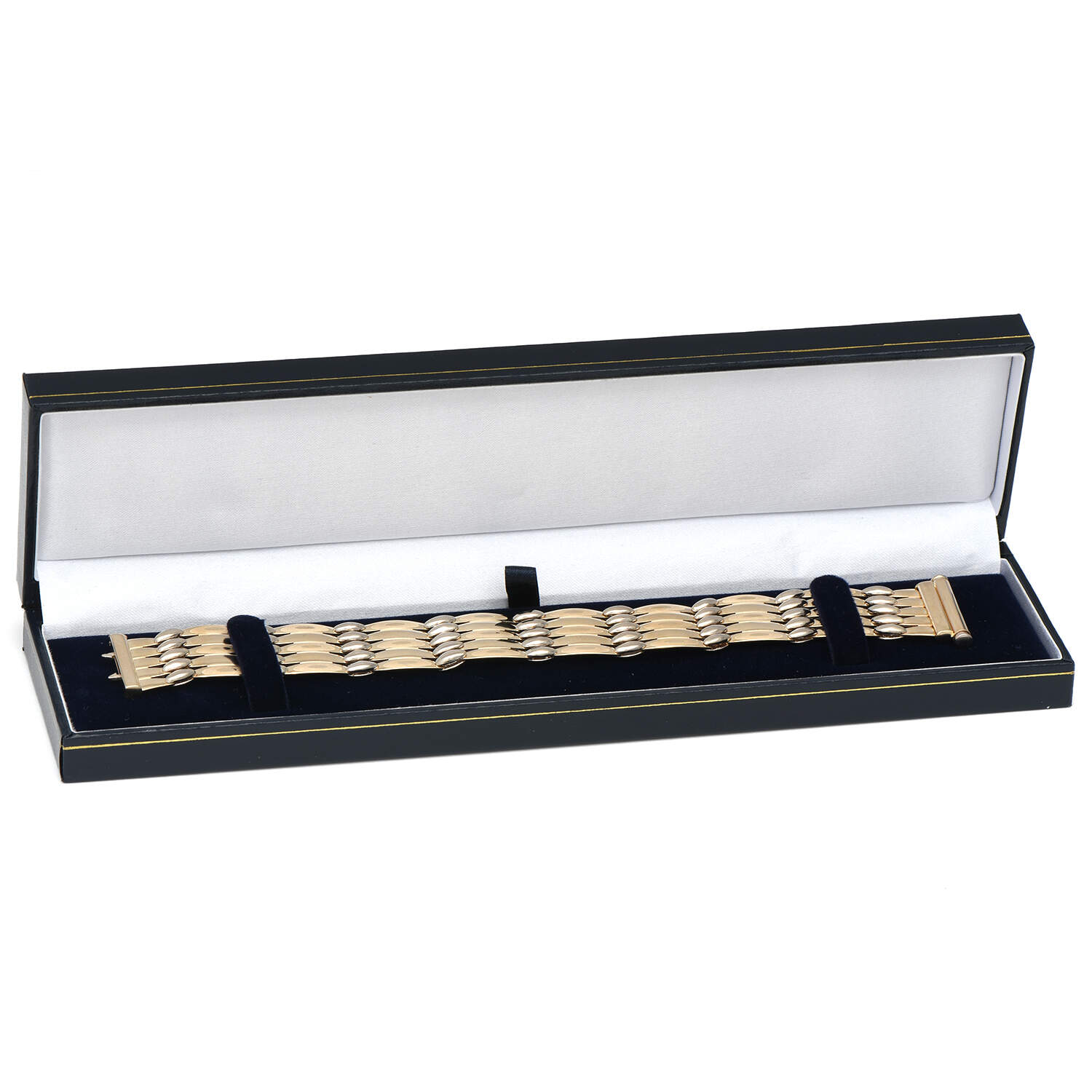 14KYW Wide Etched Link Bracelet-5