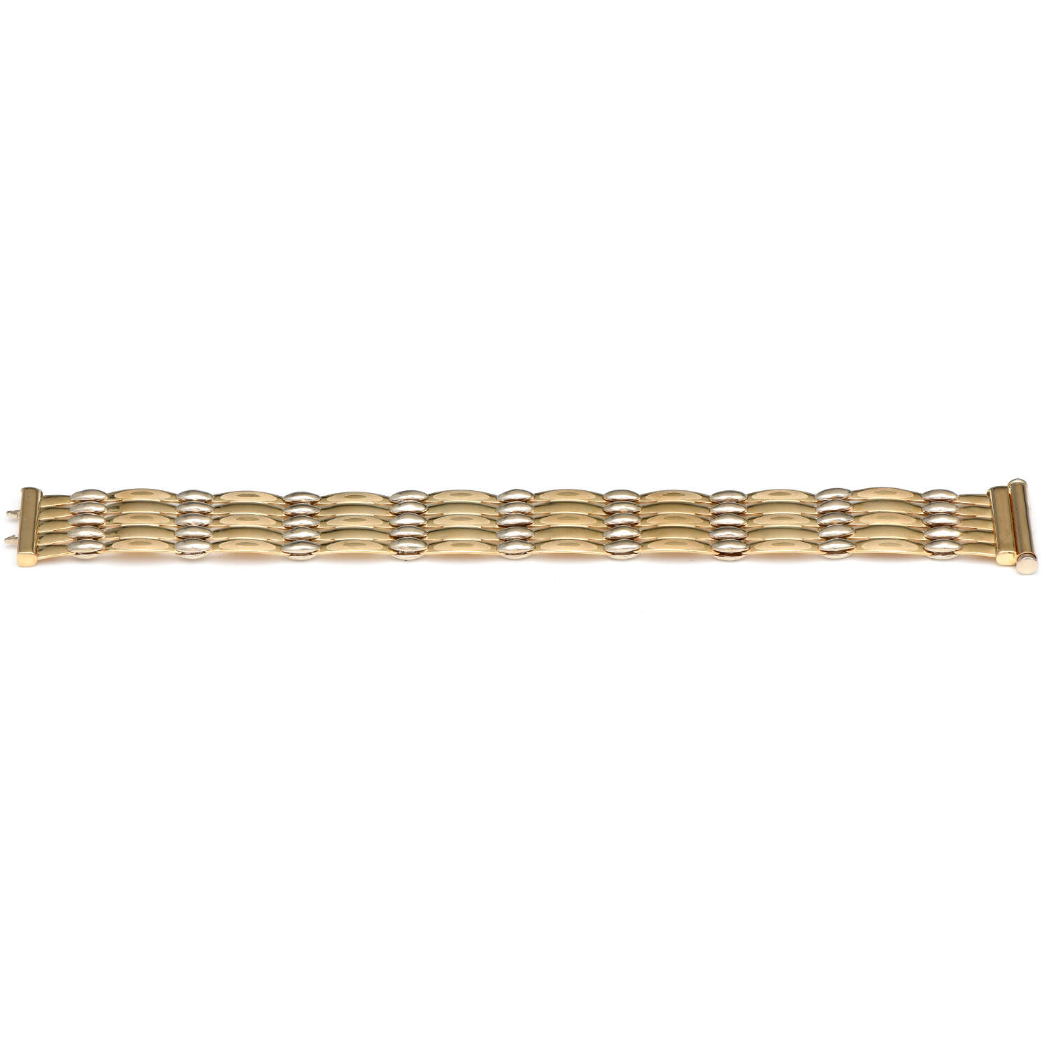 14KYW Wide Etched Link Bracelet-3