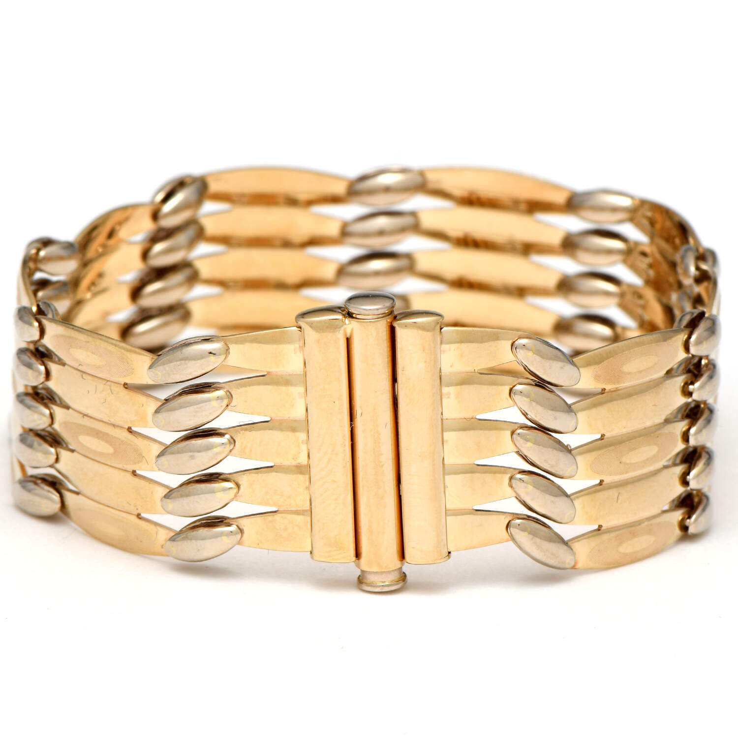 14KYW Wide Etched Link Bracelet-2