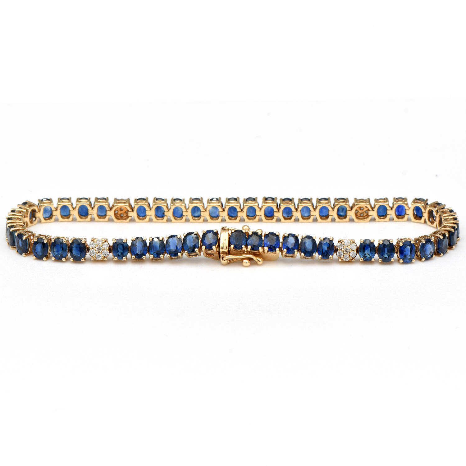 14KY Sapphire(9.6) & Diamond(0.28) Line Bracelet-4