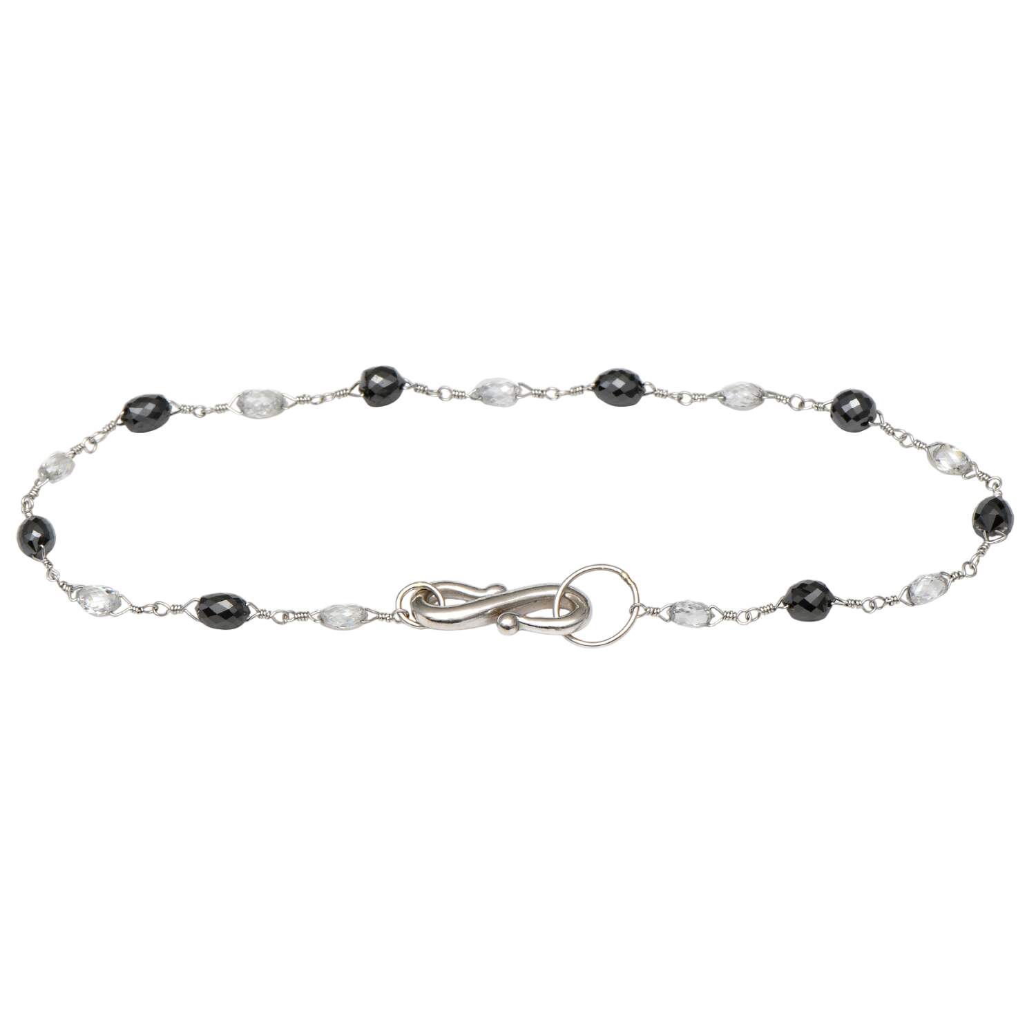14KW Black(1.84) & White(1.8) Diamond Briolette Link Bracelet-2