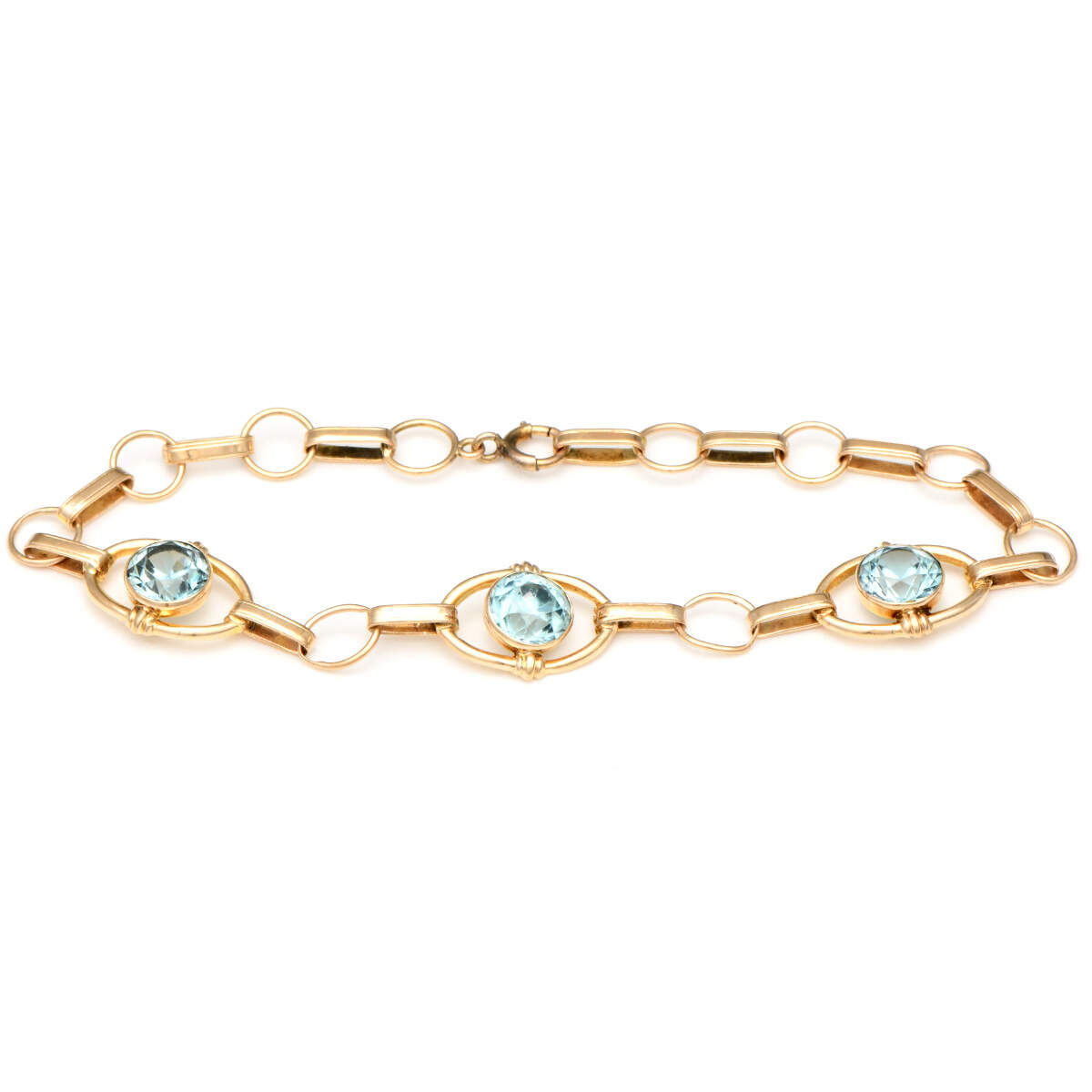 10KY Vintage Blue Zircon (5.40) Link Bracelet-1